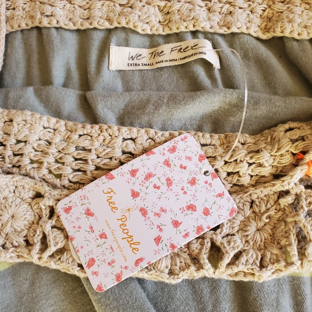 Free People Luca Crochet Stripe Tunic Tank XS NWT - Picture 10 of 15